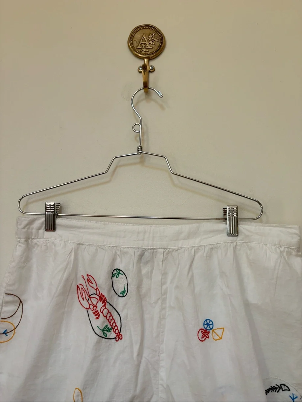 NWOT Celandine Picnic Embroidered Poplin Scalloped Pull-On Shorts Size XL
